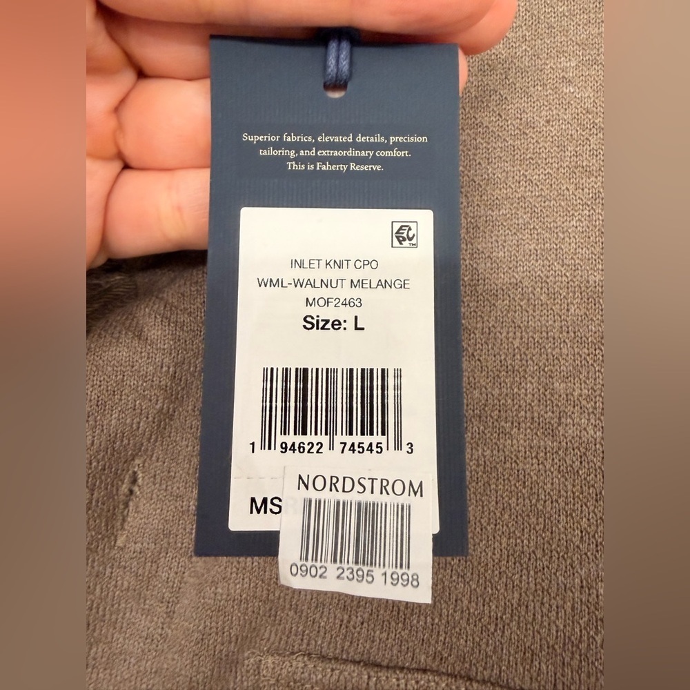NWT Faherty Inlet Shirt Jacket Walnut Melange Tan Size Large - Picture 9 of 12